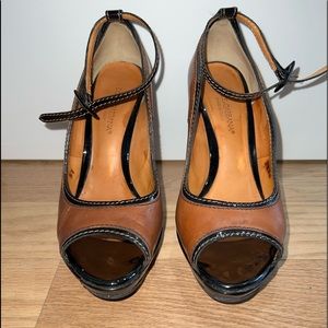 Vintage Brown and Black Dolce and Gabbana peep toe heels